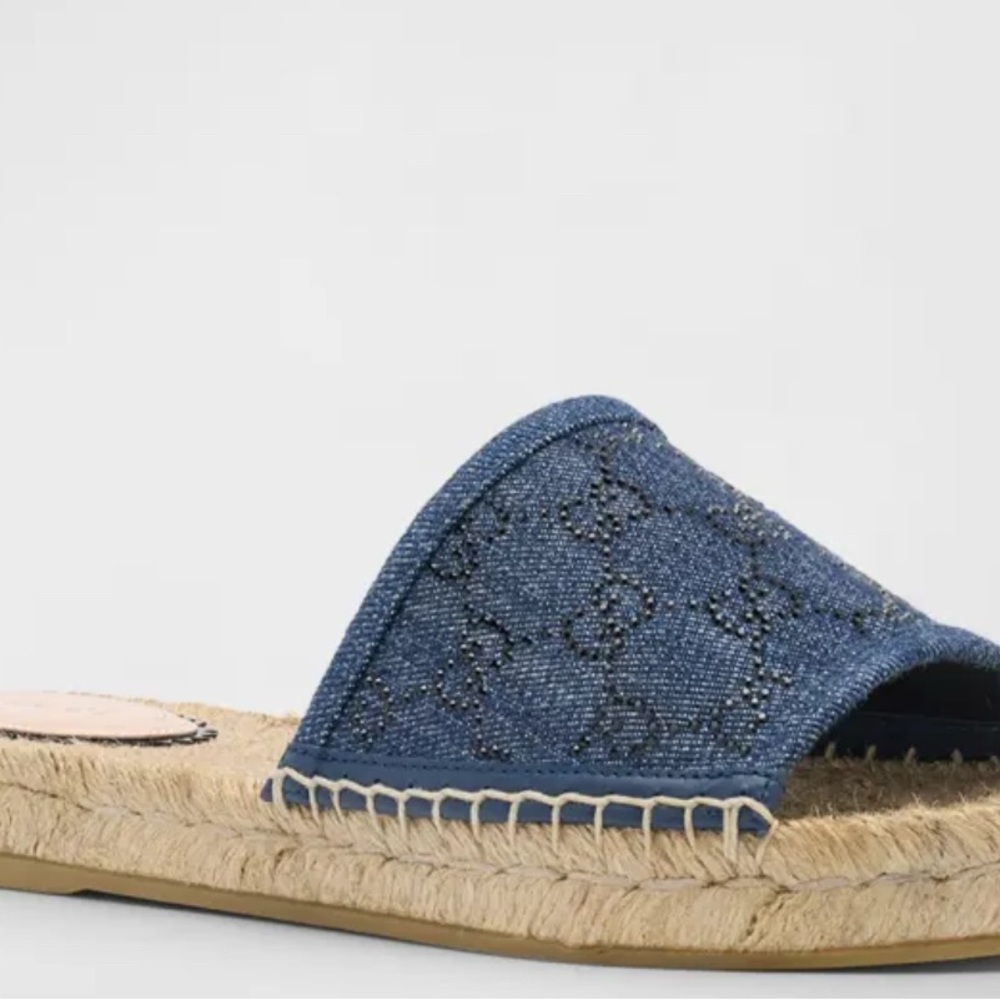 Gucci Blue Denim Women's Espadrille Sandals